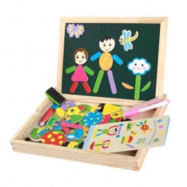 Πίνακας Ξύλινος Διπλής Όψεως με Μαγνητικά Ζωάκια