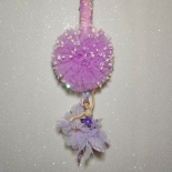 Χειροποίητη Πασχαλινή Λαμπάδα Μπαλαρίνα με Πον Πον Παγιέτα Λιλά (02168)