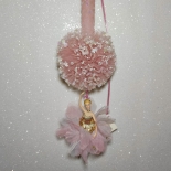 Χειροποίητη Πασχαλινή Λαμπάδα Μπαλαρίνα με Πον Πον Παγιέτα Σομόν (02160)