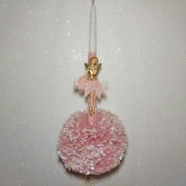 Χειροποίητη Πασχαλινή Λαμπάδα Μπαλαρίνα με Πον Πον Παγιέτα Σομόν (02170)Χειροποίητη Πασχαλινή Λαμπάδα Μπαλαρίνα με Πον Πον Παγιέτα Σομόν (02170)