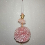 Χειροποίητη Πασχαλινή Λαμπάδα Μπαλαρίνα με Πον Πον Παγιέτα Σομόν (02170)