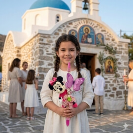 Χειροποίητη Πασχαλινή Λαμπάδα Μίνι Μάους (Minnie Mouse) 20εκ (25.36)