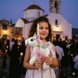 Χειροποίητη Πασχαλινή Λαμπάδα Μονόκερος Λούτρινος (26.27)