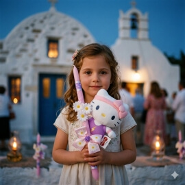 Χειροποίητη Πασχαλινή Λαμπάδα Hello Kitty Ροζ 16εκ (26.32)Χειροποίητη Πασχαλινή Λαμπάδα Hello Kitty Ροζ 16εκ (26.32)