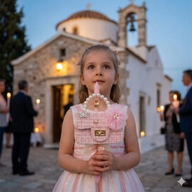 Χειροποίητη Πασχαλινή Λαμπάδα με Τσαντάκι τύπου Chanel ροζ (26.89)