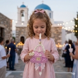 Χειροποίητη Πασχαλινή Λαμπάδα με Τσαντάκι τύπου Chanel ροζ (26.93)