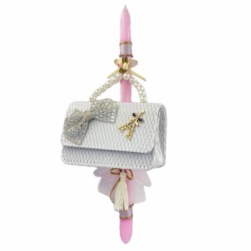 Χειροποίητη Πασχαλινή Λαμπάδα με Τσαντάκι Paris λευκό (26.91)Χειροποίητη Πασχαλινή Λαμπάδα με Τσαντάκι Paris λευκό (26.91)