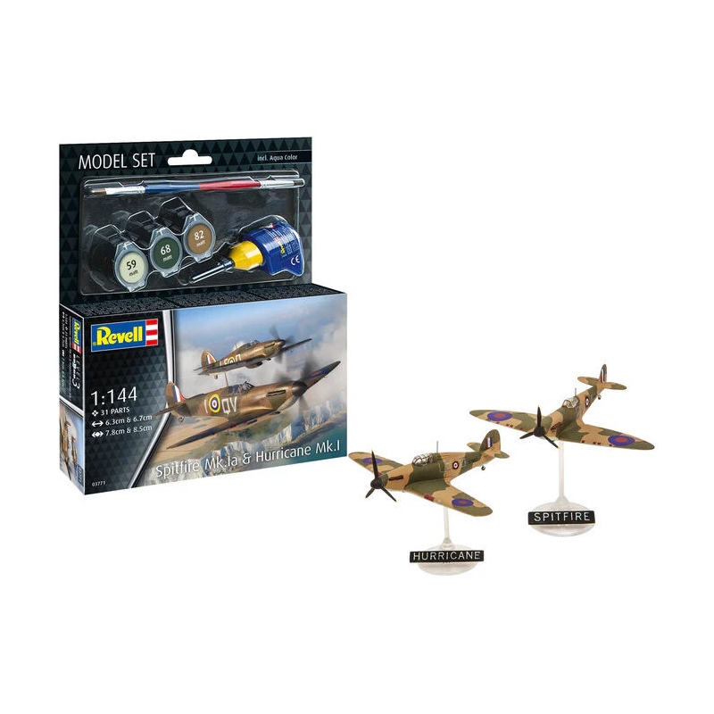 Σετ Πολεμικά Αεροπλάνα Spitfire Mk.Ia & Hurricane Mk.I με Χρώματα & Κόλλα - Revell (63771)