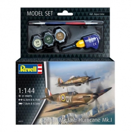 Σετ Πολεμικά Αεροπλάνα Spitfire Mk.Ia & Hurricane Mk.I με Χρώματα & Κόλλα - Revell (63771)