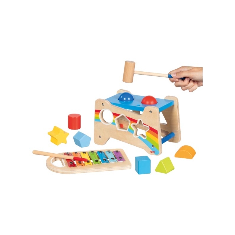Ξύλινος Πάγκος με Σφυράκι & Μεταλλόφωνο - Goki (58304)