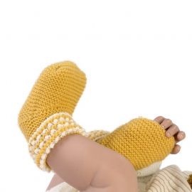 Καλτσάκια Πλεκτά Μουσταρδί για Κούκλα 42εκ - Guca (10002-292)