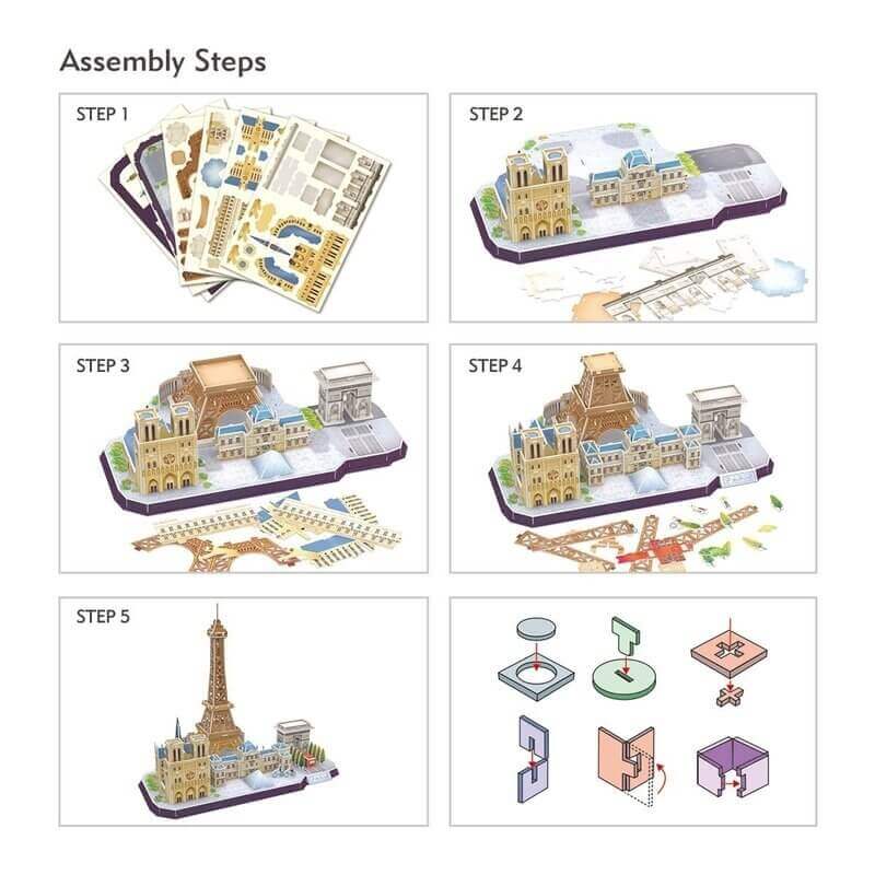 CubicFun City Line Paris Landmarks 3D Puzzle 114 Pieces main image 1