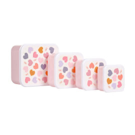 Σετ 4 Δοχεία Φαγητού Lunch & Snack Box Hearts - A Little Lovely Company