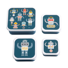 Σετ 4 Δοχεία Φαγητού Lunch & Snack Box Robots- A Little Lovely Company