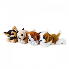 Σκυλάκια ξαπλωτά "Furbotti" 30 εκ. κανελλί-άσπρο-μαύρο
