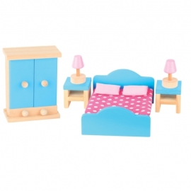 Σετ Ξύλινα Επιπλα για Κουκλόσπιτο - Υπνοδωμάτιο