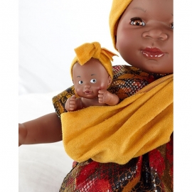 Κούκλα Αφρικάνα "Maria" με Μωράκι 45 cm - Animal Print Φόρεμα