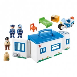 Playmobil Προσχολική Σειρά 1-2-3 Αστυνομικό Τμήμα Βαλιτσάκι(9382)