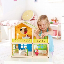 Εξοχικό Κουκλόσπιτο με Έπιπλα και Κουκλάκια Hape