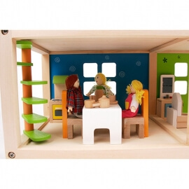 Εξοχικό Κουκλόσπιτο με Έπιπλα και Κουκλάκια Hape