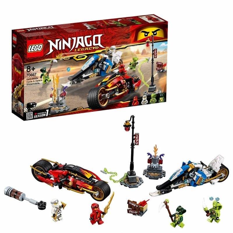 Lego Ninjago - Δίτροχο με Λεπίδες του Κάι & Όχημα χιονιού του Ζέιν(70667)Lego Ninjago - Δίτροχο με Λεπίδες του Κάι & Όχημα χιονιού του Ζέιν(70667)